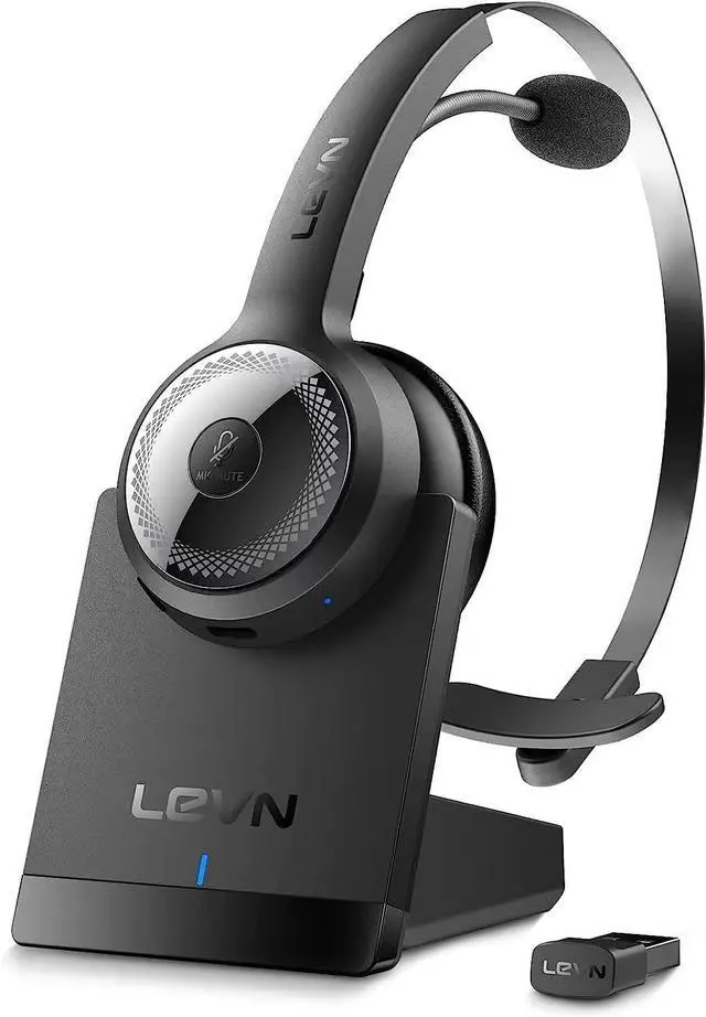 Main image of Bluetooth 5.0 Headset Wireless Headset with Microphone (AI Noise Cancelling) 35Hrs Bluetooth Headphones with USB Dongle for PC Suitable for Remote Work/Call Center/Zoom/Online Class/Trucker