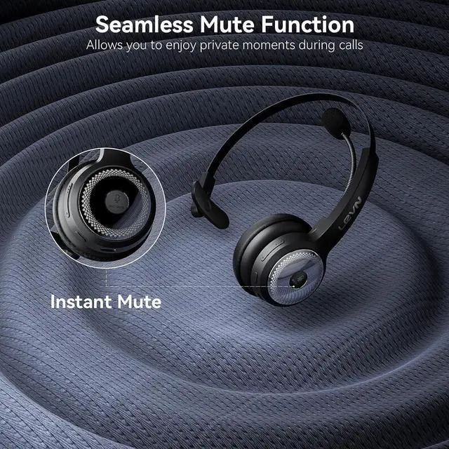 Alt view image 4 of 7 - Bluetooth 5.0 Headset Wireless Headset with Microphone (AI Noise Cancelling) 35Hrs Bluetooth Headphones with USB Dongle for PC Suitable for Remote Work/Call Center/Zoom/Online Class/Trucker
