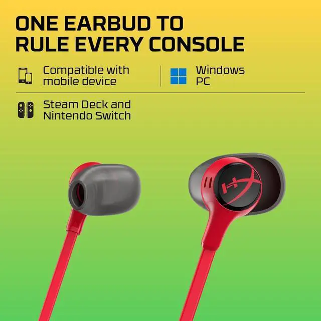 Alt view image 5 of 7 - HyperX Cloud Earbuds II  14mm Drivers, Four Eartips, Hard-Shell Carrying Case, Low-Profile 90° Plug, 3.5mm Plug, Built-in Microphone, Multi-Function Button, PC, Mobile, Nintendo Switch  Red