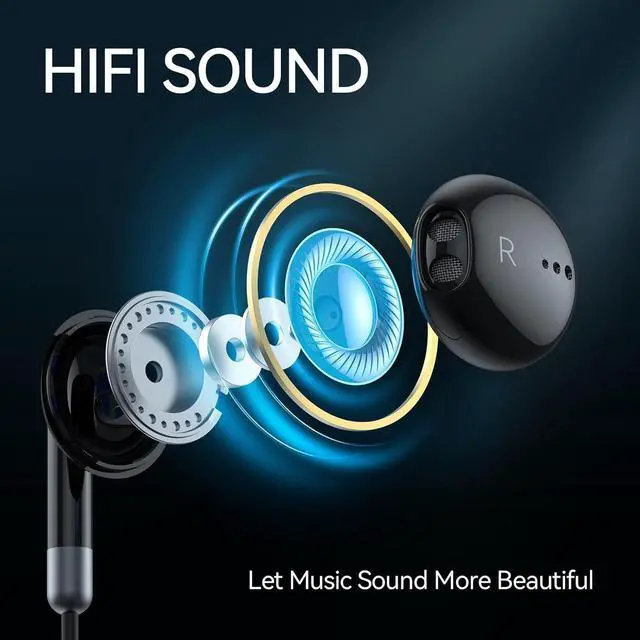 Alt view image 4 of 7 - USB C Headphones for iPhone 17 16 15 Pro iPad Pro, USB Type C Earphones USB C Wired Earbuds Microphone Volume Control for Samsung S25 S24 Ultra S23 S22 S21 Note20 A54, Pixel 9 8 7 6 6a 5 4,OnePlus9