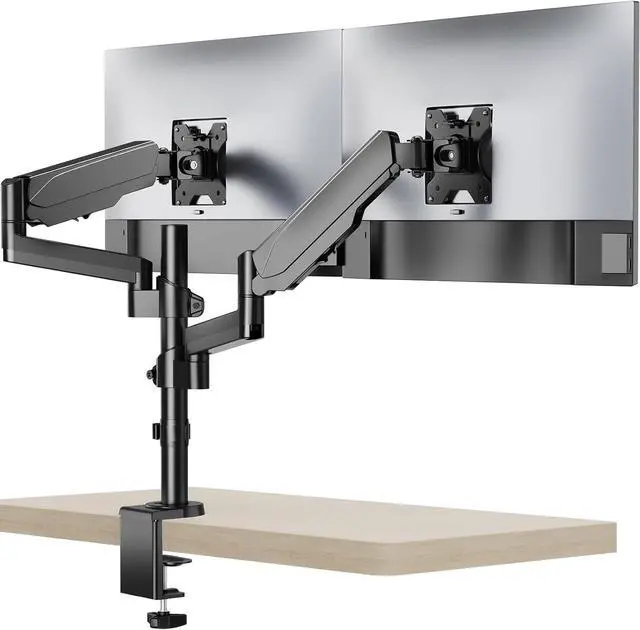 Main image of WALI Dual Monitor Mount, 17-32 Inch Adjustable Spring Dual Monitor Arm for Desk Holds Max 17.6 lbs Screens, Swivel Vesa Bracket with C Clamp, Grommet Mounting, Monitor Arms for 2 Monitors (GSDM002)
