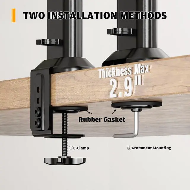 Alt view image 2 of 7 - HEMUDU Dual Monitor Articulating Desk Mount Arm Stand - Vertical Stack Screen Supports Two 13 to 34 Inch Computer Monitors with C Clamp