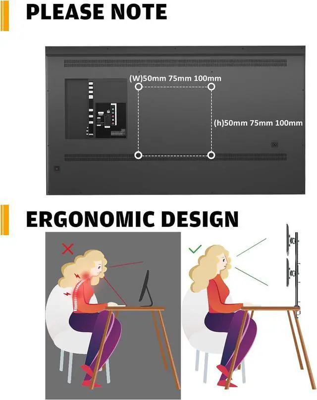 Alt view image 7 of 7 - HEMUDU Dual Monitor Articulating Desk Mount Arm Stand - Vertical Stack Screen Supports Two 13 to 34 Inch Computer Monitors with C Clamp