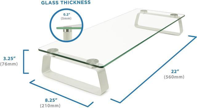 Alt view image 6 of 7 - Mount-It! Glass Computer Monitor Riser and Laptop Stand | Clear Flat Screen Display Stand, Desktop Shelf and Organizer, Glass and Aluminum Construction, 22 Inches Wide, 44 lb Carrying Capacity