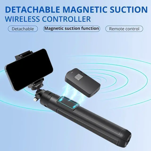 Alt view image 2 of 7 - Extendable 62 inches Aluminum Alloy Selfie Stick Phone Tripod Stand New Model with Wireless Remote Shutter Compatible with All Cell Phones/Live Stream/Vlog/iPhone 16/15/14/13/Android