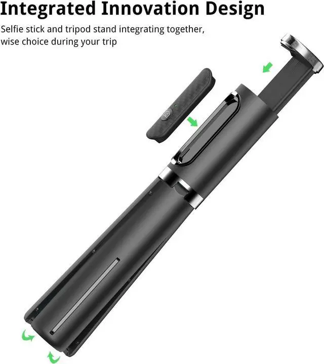Alt view image 2 of 7 - ATUMTEK Selfie Stick Tripod, Extendable 3 in 1 Aluminum Bluetooth Selfie Stick with Wireless Remote and Tripod Stand for iPhone 16/15/14/13/12/11 Pro Max/XS Max/XS/XR/X/8/7, Samsung Smartphones Black