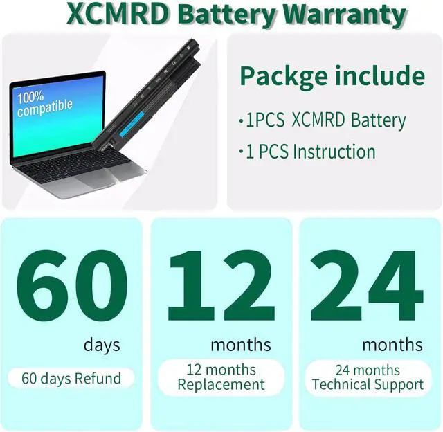 Alt view image 6 of 7 - 40WH XCMRD 14.8V Battery for Dell Inspiron 15 3000 Series 15 3531 3537 3541 3542 3543 3521 i3531 i3542 i3543 3878 17 3737 3721 15R 5521 5537 17R 5737 Latitude 3540 4WY7C FW1MN V8VNT P28F P26E P40F