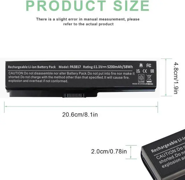 Alt view image 4 of 7 - Laptop Battery for Toshiba PA3817U-1BRS PA3818U-1BRS PA3819U-1BRS Satellite C655 C675 C675D L645 L645D L655 L655D L675 L675D L745 L755 L755D P745 P755 P775 M645 A660 A655 PA3817U Series Battery