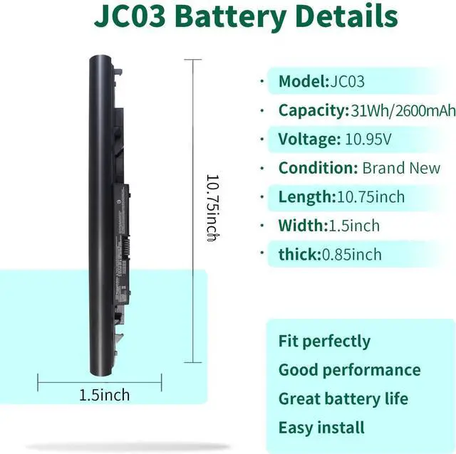 Alt view image 2 of 7 - 919700-850 JC03 Laptop Battery for HP 15-bs 15-bw 17-bs Series 15-bs0xx 15-bs1xx 15-bs015dx 15-bs013dx 15- bw033wm 15-bw053od 919701-850 919681-421 HSTNN-LB7V 3inr19/66