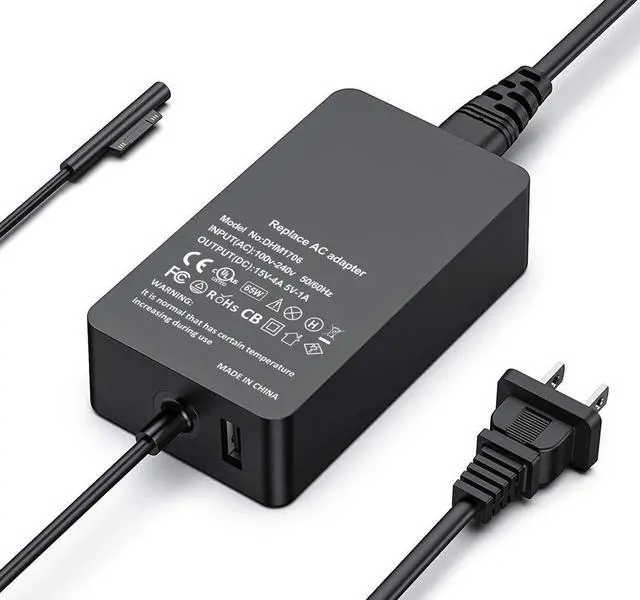 Main image of Surface Pro Charger 65W 15V 4A Surface Laptop Charger Replacement for Microsoft Surface Pro X/9/8/7/6/5/4/3 Surface Laptop1/2/3/4/5 Surface Go1/2/3 Surface Book1/2/3 Supports Power Supply Adapter