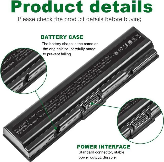 Alt view image 4 of 7 - TREE.NB Laptop Battery for Toshiba PA3534U-1BRS Toshiba Satellite A200 A205 L201 L202 L203 L205 L300 L300D L305 L305D 11.1V 5200mAh Black