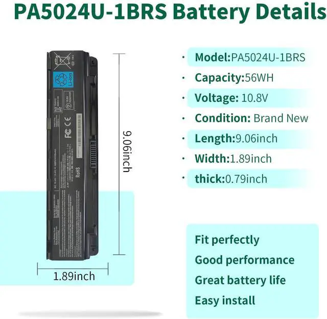 Alt view image 2 of 7 - PA5024U-1BRS Battery for Toshiba Satellite S75 P75-A7200 P75-A7100 S855-S5378 S855D-S5148 C75D C875 C850 L800 C55T-A C55-A5220 C55-A5300 C55-A5302 C55-A5390 P875 PA5026U-1BRS - 12 Month Warranty