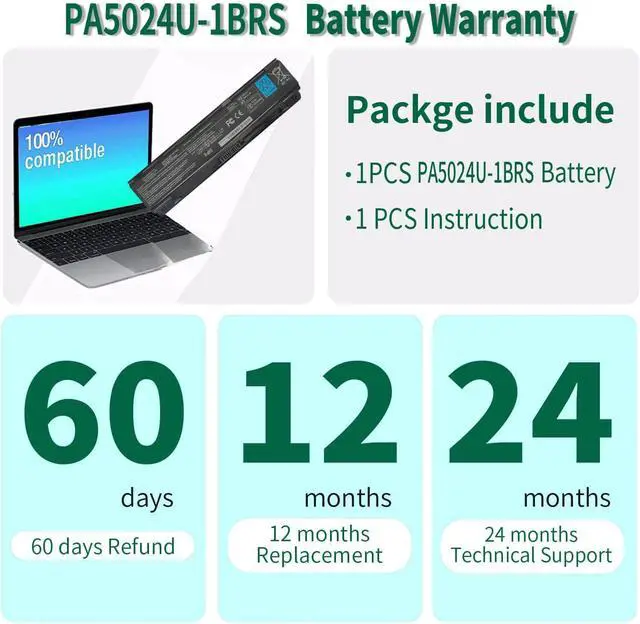 Alt view image 6 of 7 - PA5024U-1BRS Battery for Toshiba Satellite S75 P75-A7200 P75-A7100 S855-S5378 S855D-S5148 C75D C875 C850 L800 C55T-A C55-A5220 C55-A5300 C55-A5302 C55-A5390 P875 PA5026U-1BRS - 12 Month Warranty
