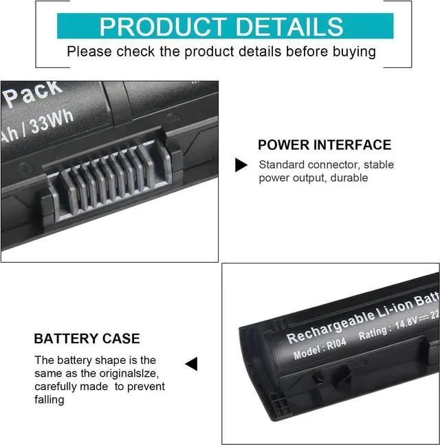 Alt view image 4 of 7 - TREE.NB Spare 805047-851 805294-001 Notebook RI04 Battery for HP ProBook 450 455 470 G3 Series, Envy 15 15-q001tx, Replace RI04 RI06XL HSTNN-DB7B HSTNN-PB6Q HSTNN-Q94C HSTNN-Q95C HSTNN-Q97C P3G15AA