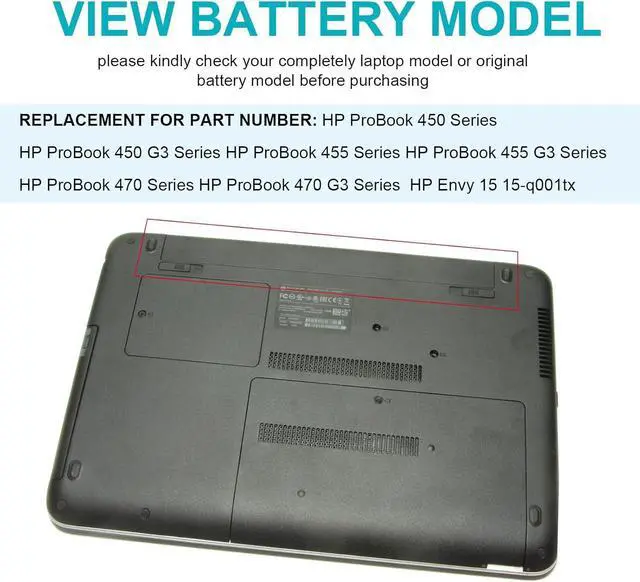 Alt view image 5 of 7 - TREE.NB Spare 805047-851 805294-001 Notebook RI04 Battery for HP ProBook 450 455 470 G3 Series, Envy 15 15-q001tx, Replace RI04 RI06XL HSTNN-DB7B HSTNN-PB6Q HSTNN-Q94C HSTNN-Q95C HSTNN-Q97C P3G15AA