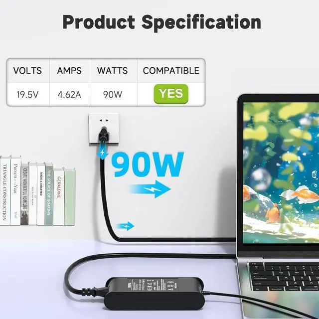 Alt view image 2 of 7 - 90W 65W Laptop Charger for Dell Latitude E6440 E6400 E6430 E6420 E6410 E6230 E6320 E6220 E6330 E6500 E6510 E6530 E6540 E7240 E7250 E7440 E7450 5480 5580 7390 7280 7480 7.4mm Tip Power Cord Adapter