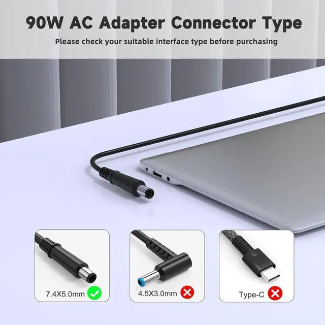 Alt view image 4 of 7 - 90W 65W Laptop Charger for Dell Latitude E6440 E6400 E6430 E6420 E6410 E6230 E6320 E6220 E6330 E6500 E6510 E6530 E6540 E7240 E7250 E7440 E7450 5480 5580 7390 7280 7480 7.4mm Tip Power Cord Adapter