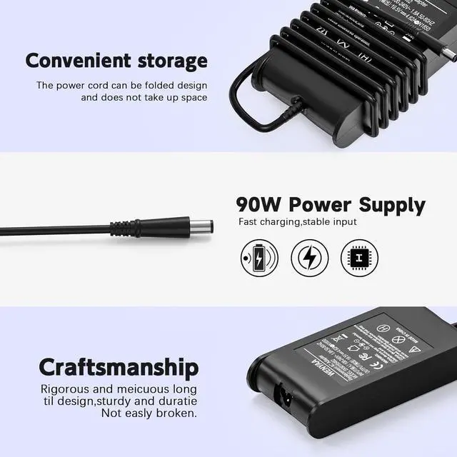 Alt view image 6 of 7 - 90W 65W Laptop Charger for Dell Latitude E6440 E6400 E6430 E6420 E6410 E6230 E6320 E6220 E6330 E6500 E6510 E6530 E6540 E7240 E7250 E7440 E7450 5480 5580 7390 7280 7480 7.4mm Tip Power Cord Adapter
