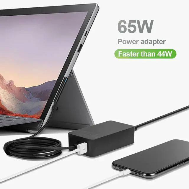 Alt view image 3 of 7 - 65W Surface Pro Laptop Charger AC Adapter for Microsoft Surface Pro 3, 4, 5, 6, 7, 8, 9, 10, X, Surface Book 3, 2, 1, Windows Surface Laptop 6, 5, 4, 3, 2, 1, Surface Go Tablet, with 6.2ft Power Cord