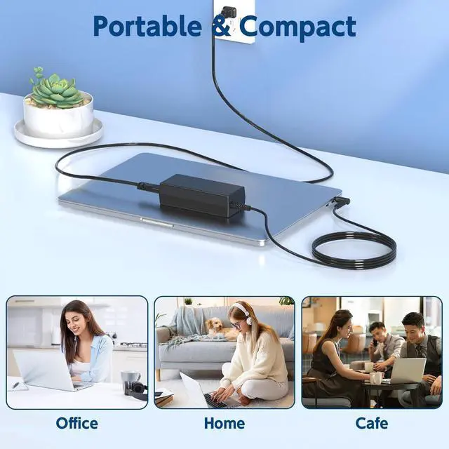 Alt view image 5 of 7 - 45W Charger for HP Laptop Computer - Fit for HP Pavilion, Stream, ProBook, EliteBook, Spectre, Notebook Series AC Adapter Power Cord (4.5mm x 3.0mm Smart Blue Tip)