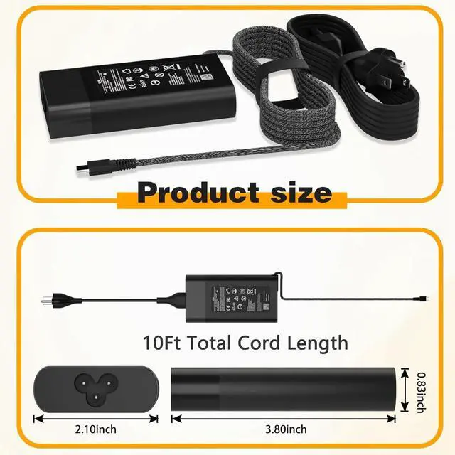 Alt view image 2 of 7 - 2025 New Slim 65W 45W USB C Laptop Charger for Lenovo Thinkpad X1 Carbon T480 T490 T480s T490s T580 T590 T14 T16, Yoga 7i C740 C940 C930 920 C630 730 720, Type C Chromebook Computer Power Adapter Cord