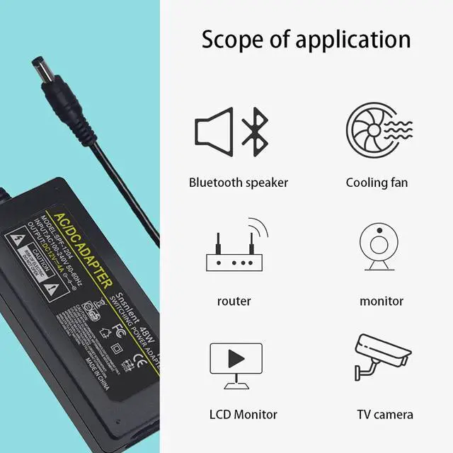 Alt view image 6 of 7 - DC 12V 4A 48W AC Adapter Power Supply 12V 4A 48W AC/DC Power Adapter with 5.5x2.5mm DC Plug 12V 4A 48W Power Supply for LCD Monitor LED Strip Light CCTV Security System