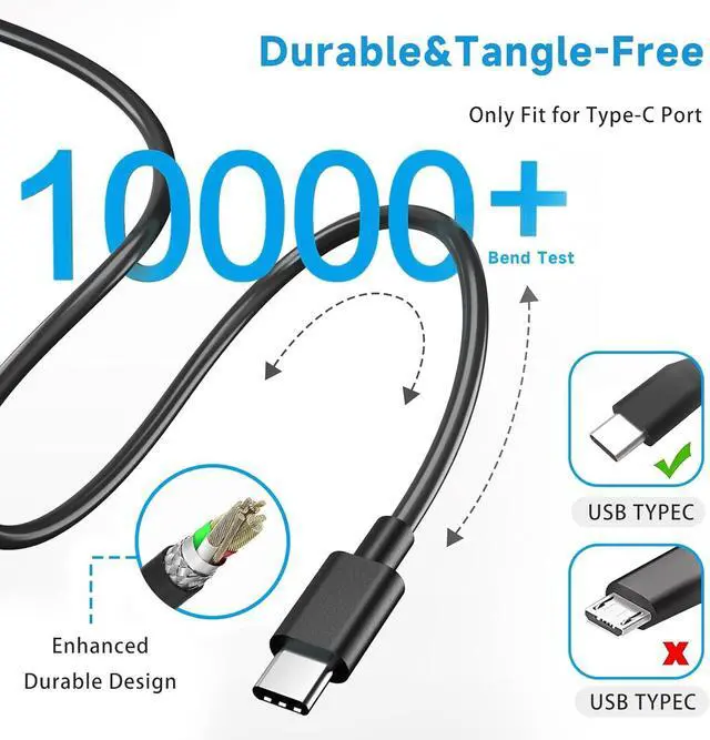 Alt view image 6 of 7 - 100W Laptop USB Type C Charger for ASUS ZenBook 14 14X UX425QA UM425QA Rog Flow Z13 X13 GV301 GZ301 GA401QM,20V/5A AC Adapter for Asus ZenBook Chromebook Laptop Charger A20-100P1A