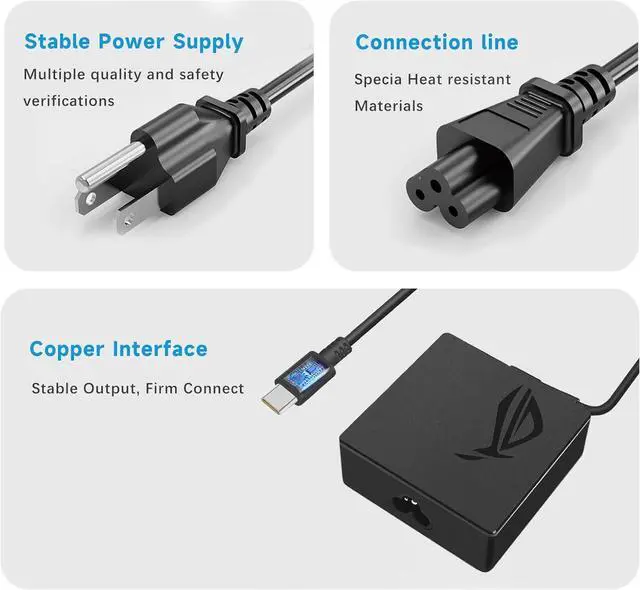 Alt view image 7 of 7 - 100W Laptop USB Type C Charger for ASUS ZenBook 14 14X UX425QA UM425QA Rog Flow Z13 X13 GV301 GZ301 GA401QM,20V/5A AC Adapter for Asus ZenBook Chromebook Laptop Charger A20-100P1A
