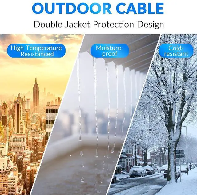 Alt view image 3 of 7 - Cat5e Outdoor Ethernet Cable 35 Feet, Cat 5e Heavy Duty Internet Network LAN Cable, More Flexible Than Cat 6, Waterproof, PVC & LLDPE UV Double Jackets for in Wall, Direct Burial, Router, POE, Indoor