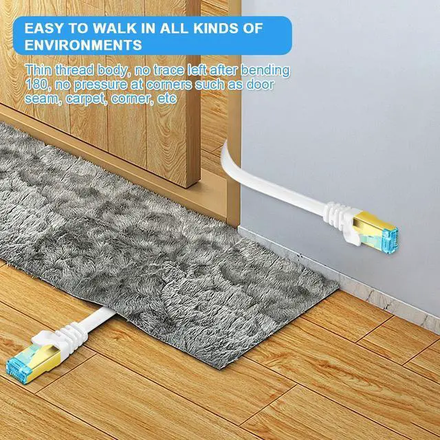 Alt view image 4 of 7 - Cat 7 Ethernet Cable 35 ft,15 ft 25 ft 50 ft 75 ft 100 ft 125 ft 150 ft High Speed Internet Network Flat Cable, Professional LAN Cable Shielded in Wall, Indoor&Outdoor