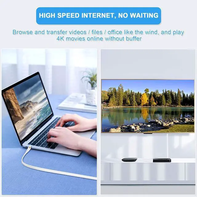 Alt view image 7 of 7 - Cat 7 Ethernet Cable 35 ft,15 ft 25 ft 50 ft 75 ft 100 ft 125 ft 150 ft High Speed Internet Network Flat Cable, Professional LAN Cable Shielded in Wall, Indoor&Outdoor