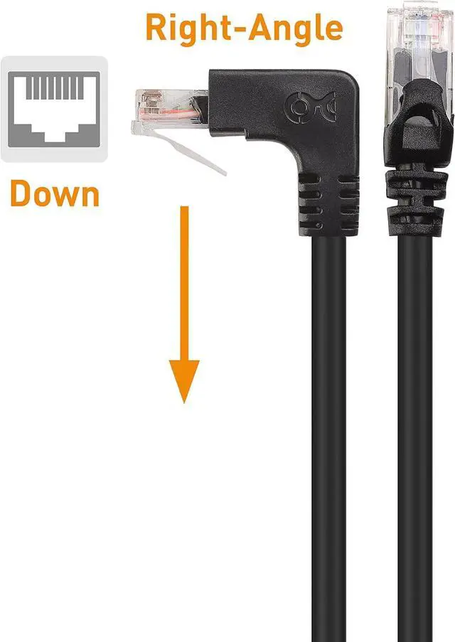 Alt view image 3 of 7 - Cable Matters 10Gbps Combo-Pack 90 Degree Cat 6 Ethernet Cable - 5ft, Cat6 Right Angle Ethernet Cable (Right Angle Up and Down Connectors)