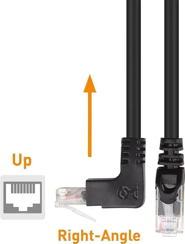Alt view image 4 of 7 - Cable Matters 10Gbps Combo-Pack 90 Degree Cat 6 Ethernet Cable - 5ft, Cat6 Right Angle Ethernet Cable (Right Angle Up and Down Connectors)