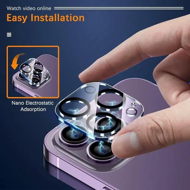 Alt view image 5 of 7 - [3 Pack Compatible for iPhone 14 Pro Max/iPhone 14 Pro Camera Lens Protector Tempered Glass [Case Friendly][Scratch-Resistant][Night Shooting Mode] - Clear
