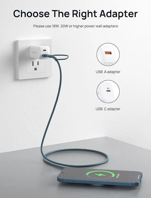 Alt view image 7 of 7 - Magnetic Wireless Charger Compatible with MagSafe Charger/iPhone 16e/16/16 Plus/16 Pro/16 Pro Max/15 14 13 12 Series Wireless Mag Safe Charging Pad Mag Charger (Blue)