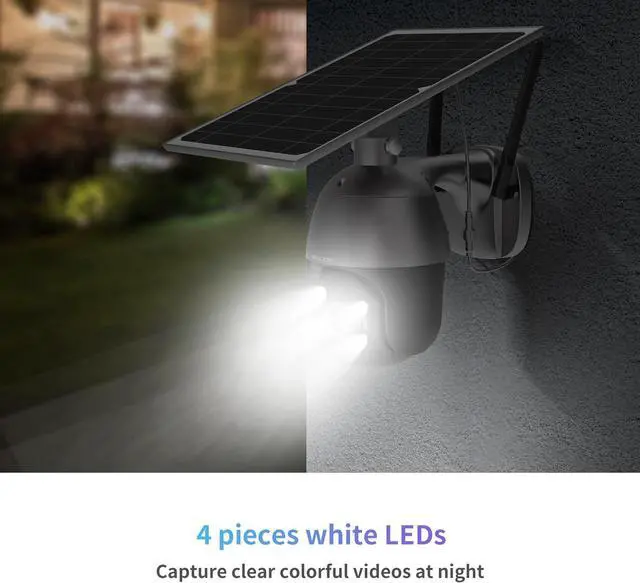 Alt view image 4 of 7 - S600 3G/4G LTE Solar Powered Cellular Security Camera Wireless Outdoor, Pan Tilt 360°View Spotlight, 1080p Night Vision, 2 Way Talk, PIR Motion Sensor, No WiFi, US Version, Unlimited Data Plan