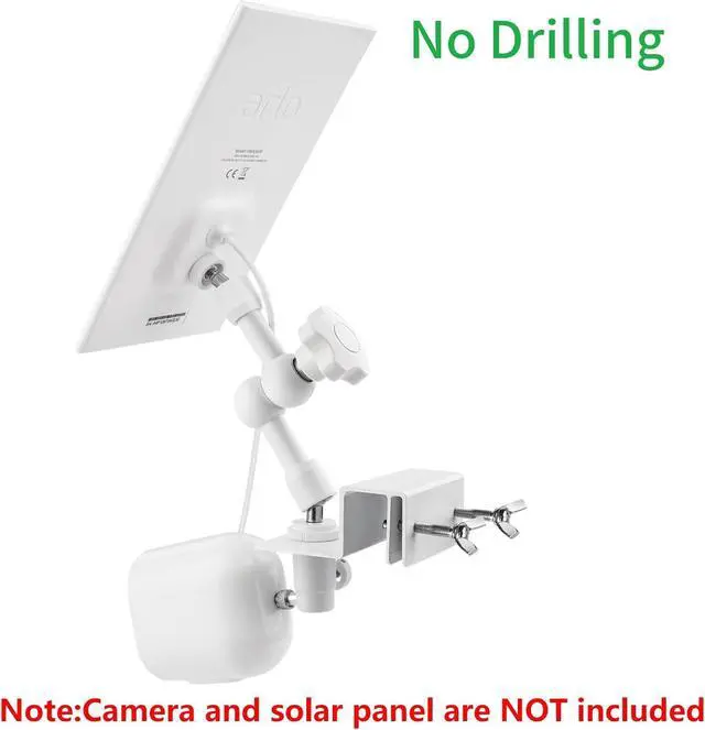 Alt view image 2 of 6 - ALERTCAM 2-in-1 Weatherproof Gutter Mount for Arlo Solar Panel and Arlo Pro/Arlo Pro 2/Arlo Pro 3/Arlo Pro 4/Arlo Ulra Security Camera, Perfect Angle to Get Adequate Sunlight - White