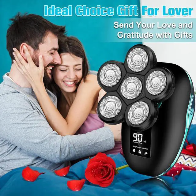 Alt view image 6 of 6 - Head Shaver, Upgrade 6 in 1 Electric Head Shaver for Bald Men, IPX7 Waterproof Cordless Rotary Razor with LED Display, Face Head Shaver with Nose Hair Sideburns Trimmer