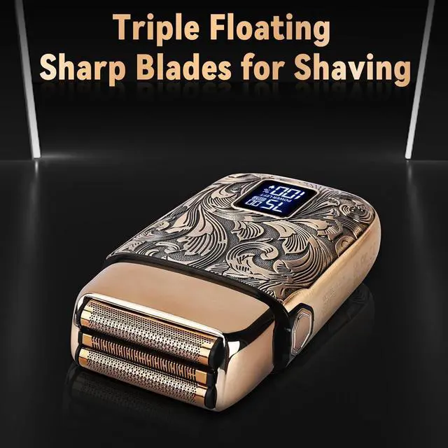 Alt view image 2 of 6 - Ufree Close Shave Electric Foil Shavers for Men, 3-Speed Electric Razor, Bald Head Shavers, Face Shaving Beard Trimmer with LCD Display, Gifts for Men