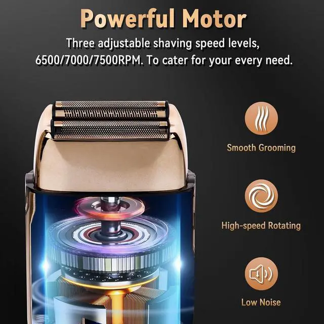 Alt view image 5 of 6 - Ufree Close Shave Electric Foil Shavers for Men, 3-Speed Electric Razor, Bald Head Shavers, Face Shaving Beard Trimmer with LCD Display, Gifts for Men