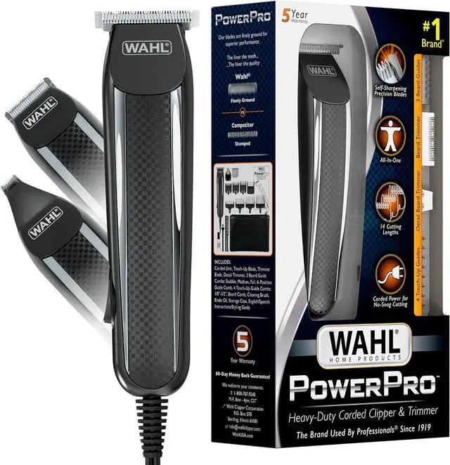Main image of Wahl PowerPro Corded Detailer Trimmer Kit for Mens Grooming  for Beard, Mustache, Stubble, Ear, Nose, & Body Grooming  Model 9686