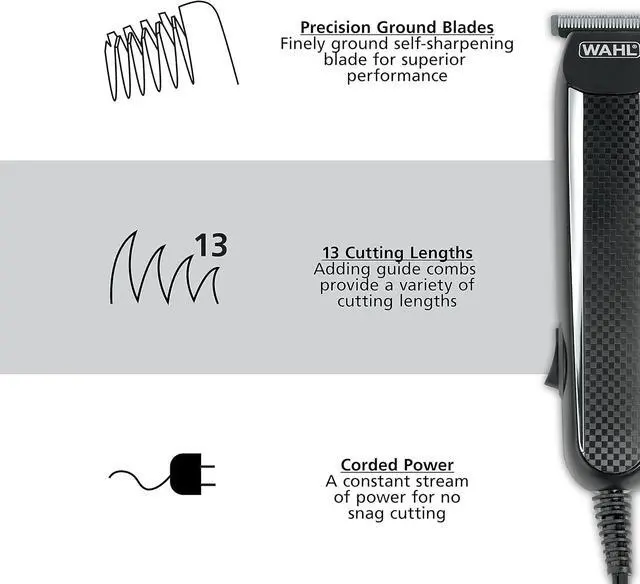 Alt view image 4 of 7 - Wahl PowerPro Corded Detailer Trimmer Kit for Mens Grooming  for Beard, Mustache, Stubble, Ear, Nose, & Body Grooming  Model 9686
