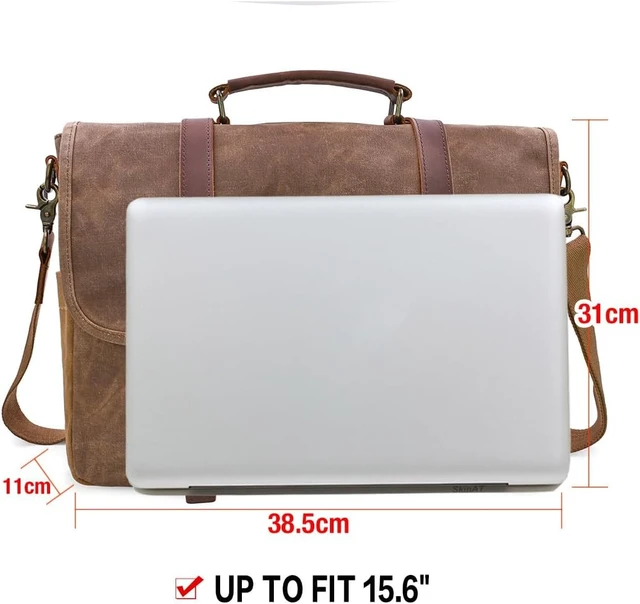 Alt view image 7 of 7 - Mens Messenger Bag 15.6 Inch Business Office Work Briefcase Brown