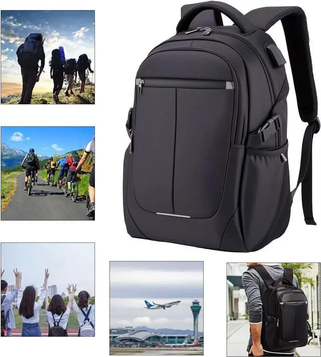 Alt view image 6 of 6 - Travel Laptop Backpack for Men, Water Resistant Backpack Airline Approved Business Work Bag with USB Charging Port Fits 15.6 Inch Computer, Black