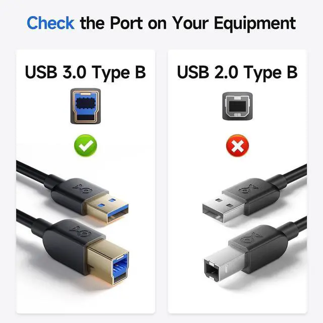 Alt view image 2 of 7 - 5Gbps Long USB 3.0 Cable - 10ft USB A to B Cable USB3 Cord with Type-B 3.0 Connector for Hard Drive Enclosure/Built-in Hub and More Black