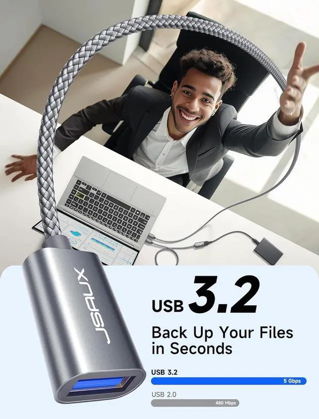 Alt view image 2 of 7 - 2Pack 10FT+10FT USB 3.0 Extension Cable Type A Male to Female USB Extender Cord Nylon Braided Compatible with Webcam Camera Phone USB hub Mouse Keyboard Printer Hard Drive Xbox-Grey