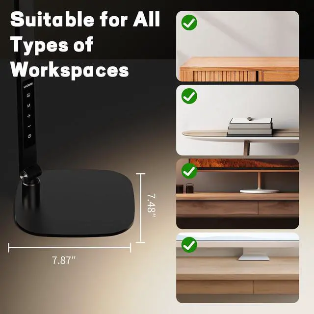Alt view image 7 of 7 - LED Desk Lamp for Home Office, Light Video Call, 3 Color Temperature 10 Brightness Computer Light, Dimmable Led with Memory & Timer Func, Metal Swing Arm Table by DT