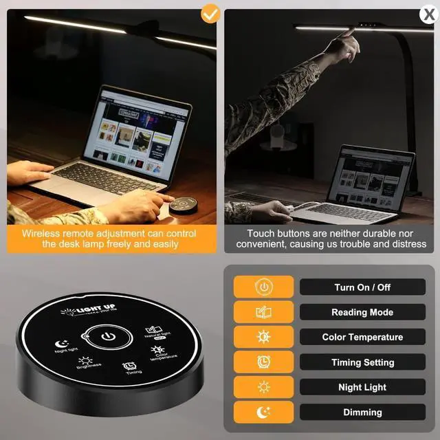 Alt view image 6 of 7 - Led Desk Lamp for Office Home - Eye Caring Architect lamp with Clamp,Dual Screen Computer Monitor Gooseneck Smart Light: 24W 5 Color Flexible Adjustable Lighting Table Lamp for Study Drafting