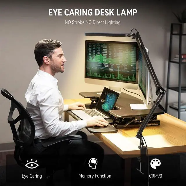 Alt view image 5 of 7 - SKYLEO Desk Lamp for Home Office, Eye Comfortable LED Desk Light for Long Hours, Adjustable Swing Arm with Memory Function, Black
