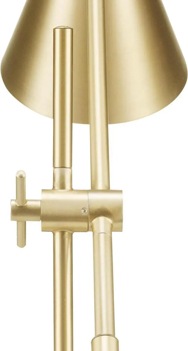 Alt view image 5 of 7 - Electric x Novogratz 52887 18" Desk Lamp, Matte Brass Finish, Adjustable Height, Balance Arm, Rotary Switch on Shade, Modern Lighting for Bedroom or Office, E26 Base 50W Bulb by DT